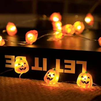 

Halloween home interior curtain outdoor garden decoration string lights New led halloween serie light string pumpkin shaped lamp