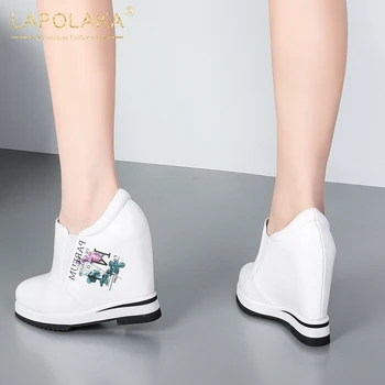

Lapolaka New Fashion Genuine Cow Leather Slip-On Incresing High Heels Shoes Woman Pumps Spring/Autumn Pumps Women Shoes