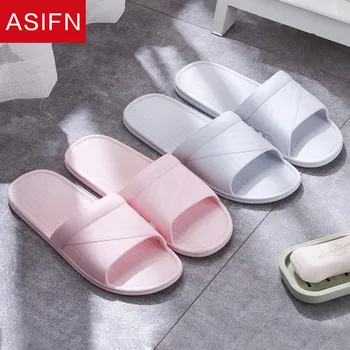 

ASIFN Mules Women Slippers Indoor Home Slides Summer House Flip Flops Chaussures Femme Bath Non-slip Bedroom Thick-soled Sandals