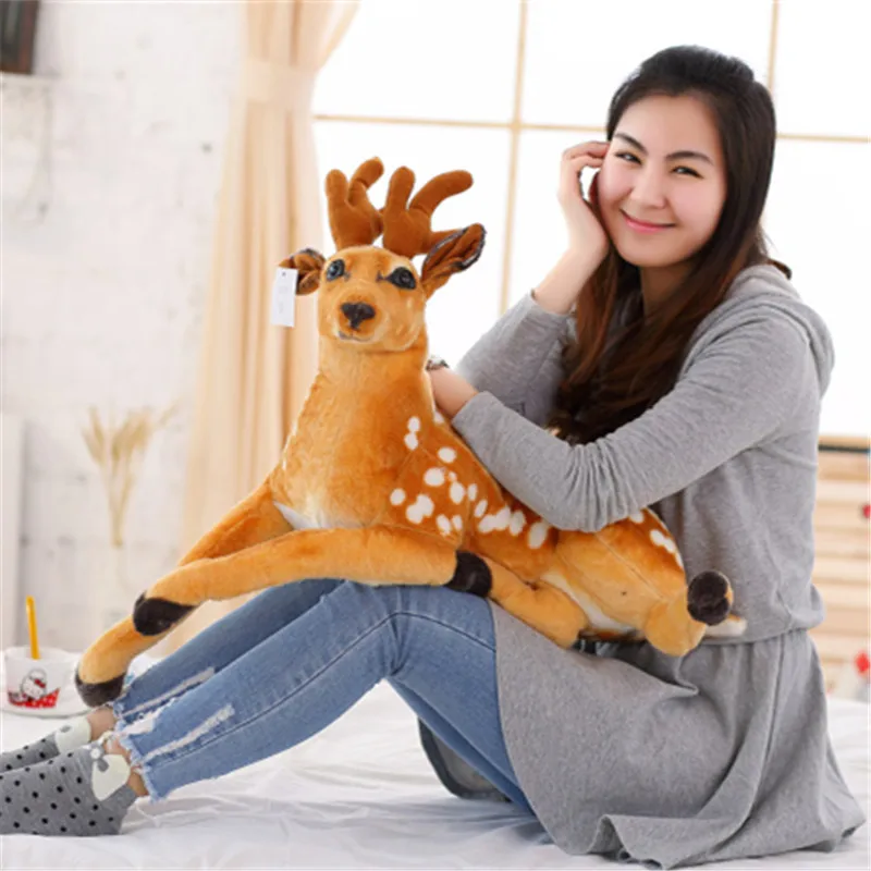 Cute simulation sika deer plush toy fawn doll doll doll doll super cute cartoon animal children pillow doll creative home decora