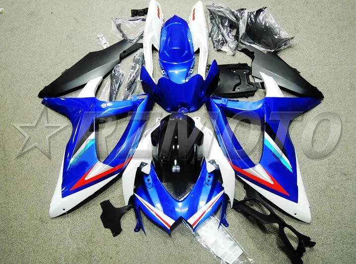 Литье под давлением) ABS обтекатель наборы подходят для Suzuki GSXR-600 GSXR-750 K8 2008 2009 2010 Обтекатели набор крышка синий белый