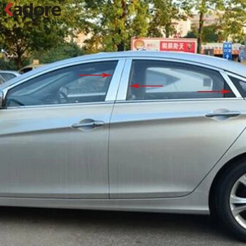 

Window Trims For Hyundai Sonata 2011 2012 2013 2014 Stainless Steel Center Pillars B + C Pillar Cover Trim Sticker Car Styling
