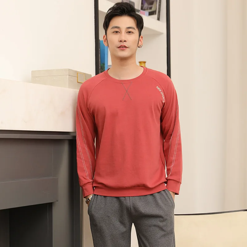 

Men Pure Cotton Pajamas Spring And Autumn Fashion Clothes-Outer Wear Long Sleeve Men's Cotton Tracksuit Leisure Sports Suit