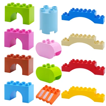 

House Big Particles Building Blocks Accessories Compatible Duploed Set Brick Eaves Window Door Roof Tiles Toys For Children Gift