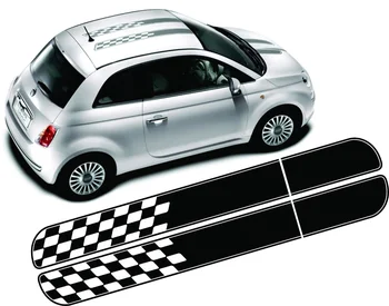 

For 1Set/4pcs Fiat 500 595 abarth OTT chequered Stripes Graphics Decals Stickers Car styling