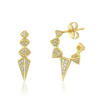 

cz spike rivet earring Gold silver color clear cubic zirconia sparking bling fashion european women jewelry