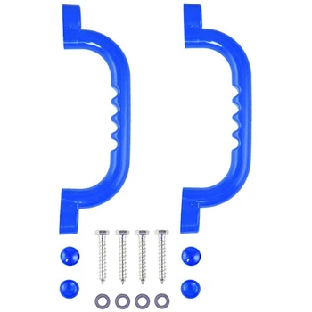 

2 Piece Blue Handle with Handle Solid Safety Toy Set Handle for Rock Climbing Frame Tree House Den Playhouse