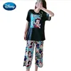 Mickey Pajamas Women's Short Sleeve Cropped Pants Disney Summer Snow White Comic Print Fashion Student Home Service Suit 6