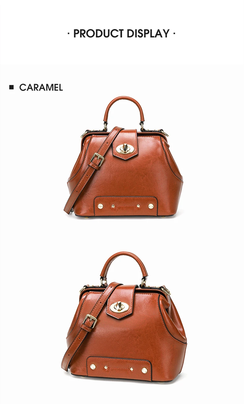 BISON DENIM Genuine Leather Women Bag Oil Wax Leather Shoulder Bag Vintage Handbag Crossbody Bag for Women Bolsa Feminina B1886