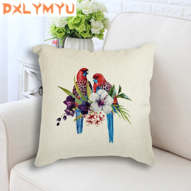 

Throw Pillow Cushion Cover Flamingo, Parrot, Peacock, Bird Flower Printed Seat Pillow Sofa Cushion Covers Pillow Case For Sofa