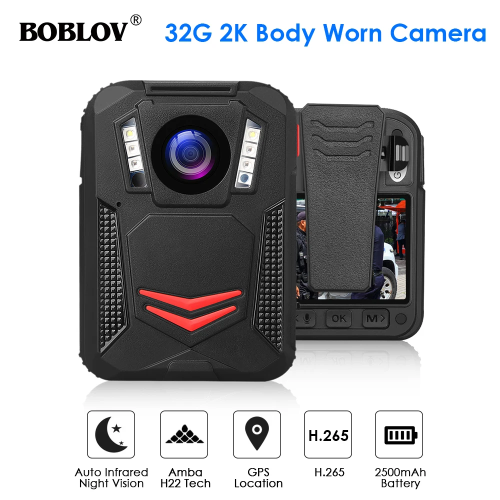 

BOBLOV G2A 2K 1440P Body Worn Camera Body Mounted Night Vision Camera GPS Police cam DVR Security Recorder Wearable Camera Cam