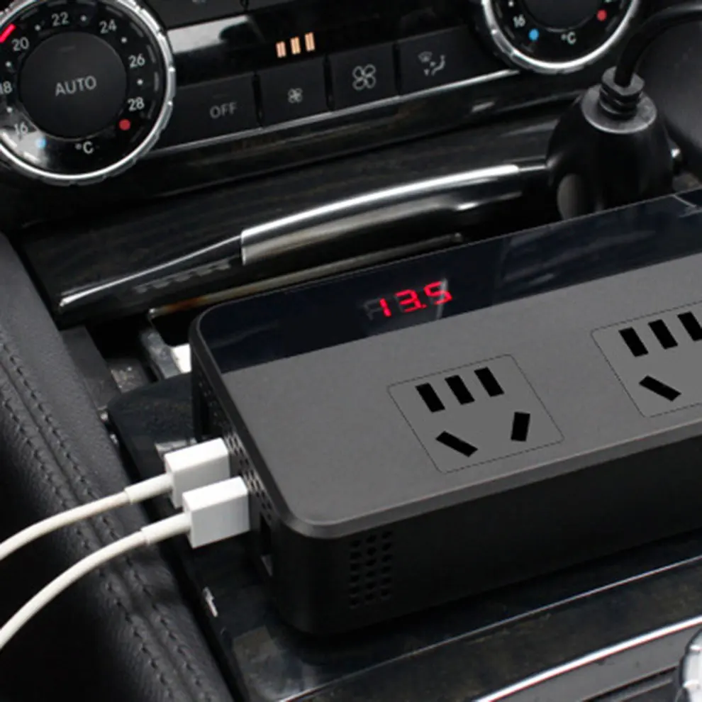 Автомобильный инвертирующий адаптер питания 4 usb порта зарядное устройство адаптер Автомобильный штекер конвертер с переключателем и током ЖК-экран