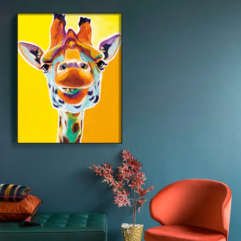 Wall Art Canvas Painting Nordic Colorful Giraffe Poster Modern Animal Prints Pictures For Kids Living Room Home Decor Painting Calligraphy Aliexpress