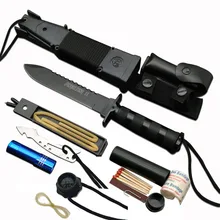 DuoClang, топ 15 в 1, MULTI-FUNCTION, военный охотничий нож с фиксированным лезвием, 440C, стальные тактические ножи для выживания, спасательные ножи