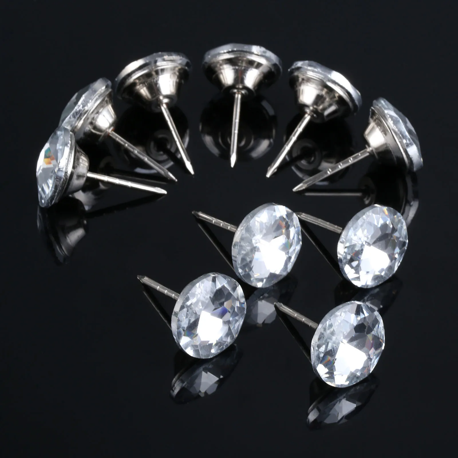10Pcs 14/16/18/22mm Diamond Crystal Upholstery Nails Buttons Tacks Studs Pins Sofa Wall Decoration Furniture Accessory