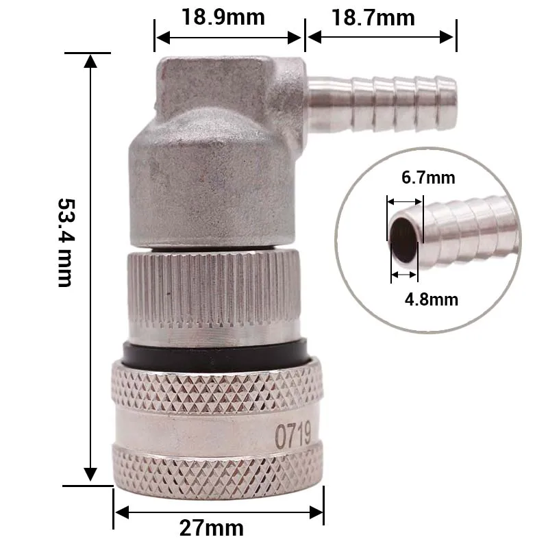 Beer Keg Connector Homebrew Fitting Beer Quick Disconnect Stainless Steel Ball Lock Disconnect Homebrew Corny Keg Connector Gas/Liquid 1/4"Barb & 1/4"MFL