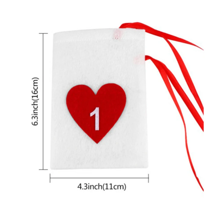 Christmas Advent Calendar 24 Days Countdown Hanging Gift Bags for Xmas Party Home Decor SNO88