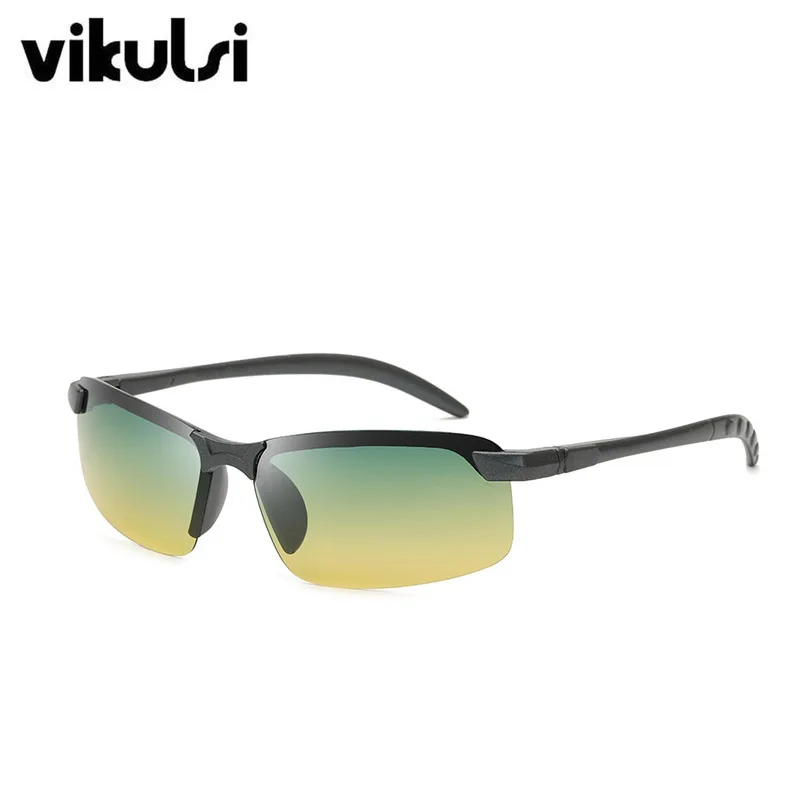 Ультралегкие Модные поляризованные фотохромные солнцезащитные очки для вождения, мужские прямоугольные очки-хамелеоны, солнцезащитные очки для дня и ночного видения - Цвет линз: gun day night