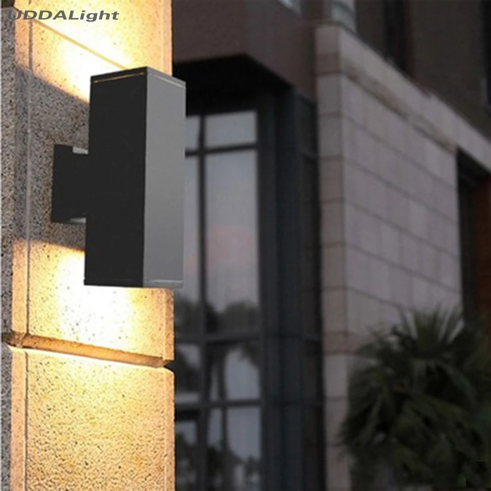 wall lamp outdoor 10w waterproof up down outdoor lighting square 65*65*180mm black gray garden