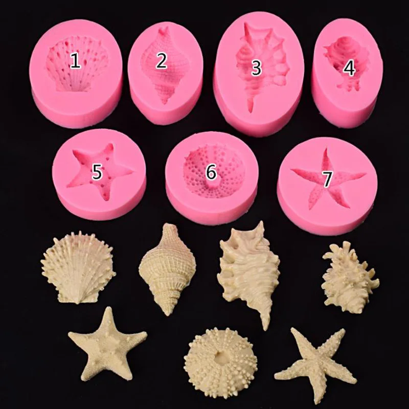 

Ocean Series Pearl Conch Starfish Shell Seashell Silicone Mold Fondant Cake Baking Mould Handmade Soap Mold