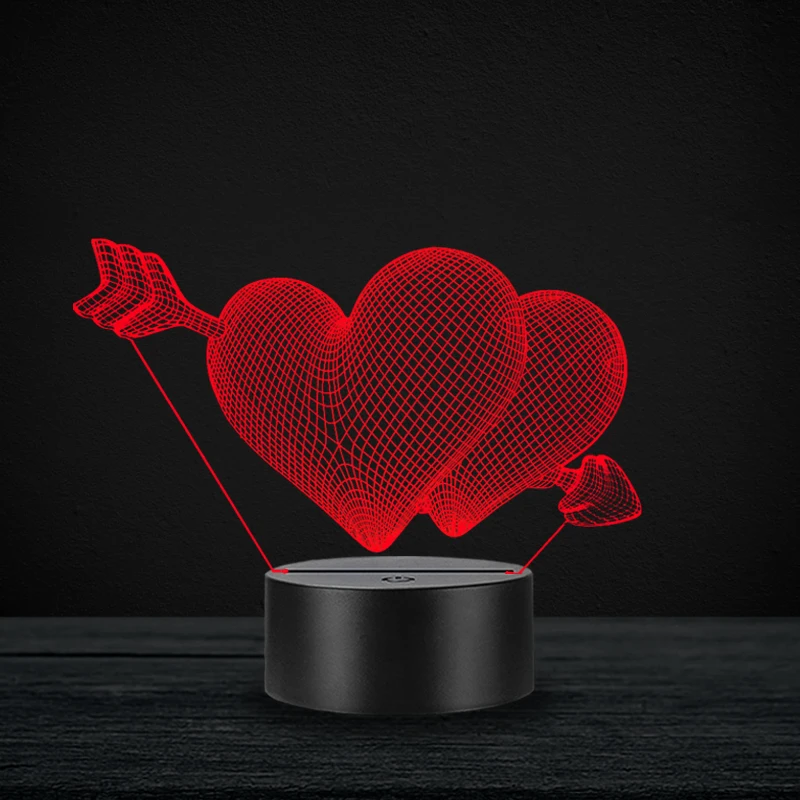 Kerel herberg Verlichten Dubbele Liefde Hart Pijl 3D Lamplicht Led Usb Tafel Stemming Nachtlampje  Touch Multicolor Luminaria Valentijnsdag Nachtkastje Gadgets|LED Nacht  Verlichting| - AliExpress