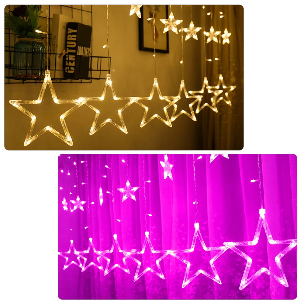 

LED Star Garland Curtain Light String 220V Multiple Colour Curtain Light Indoor Christmas Wedding Party Decoration Lights