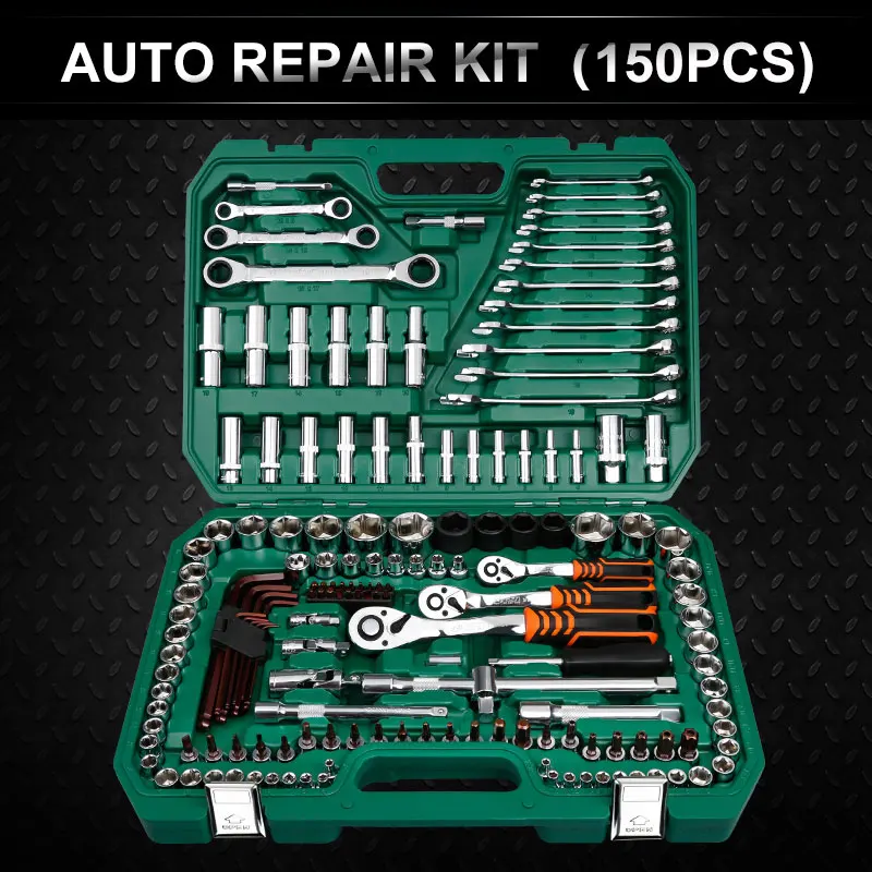 121PC Car Repair Tools Mechanic Tools Set Socket Wrench Tools for Auto Ratchet Spanner Screwdriver Socket Set Hex Key