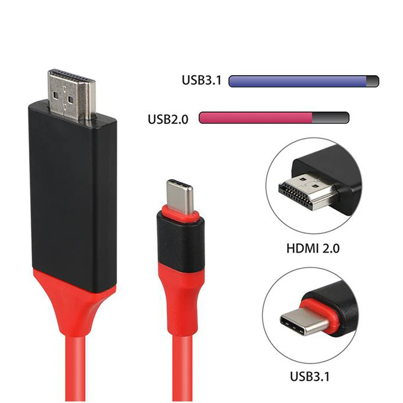 

USB 3.1 to HDMI 4K Adapter Cables for MacBook Samsung Galaxy S9/S8/Note 9 Huawei USB-C HDMI Type C to HDMI Cable