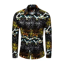 Will Code мужская одежда из чистого хлопка с длинными рукавами рубашка золотистого цвета красочная рубашка 31