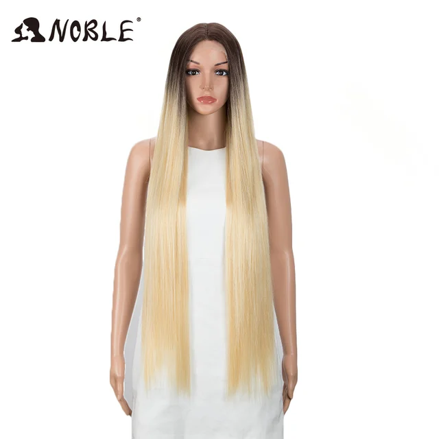 Noble Lace Wigs For Black Women Straight Wig Synthetic Lace Wig 38 Inch Ombre Blonde Lace Wig  Cosplay Synthetic Lace Wig TT6-613D