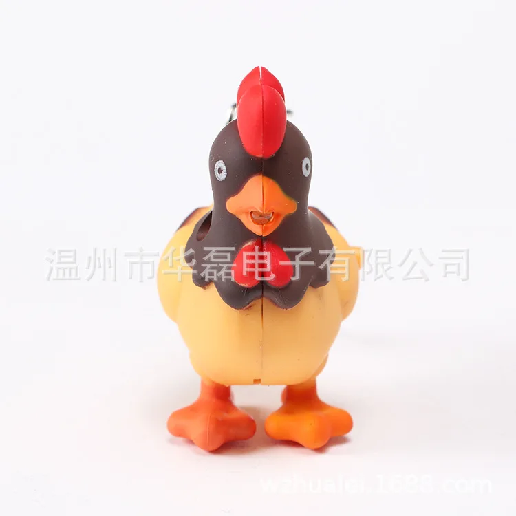 Hot Sales Cock LED Sound Making Shining Flashlight Keychain Car Handbag Pendant Small Gifts Manufacturers Direct Selling
