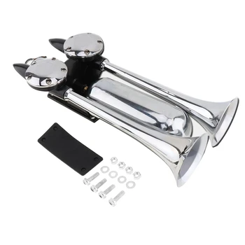 

12V-24V 100-115 DB Super Loud Air Horn Air Compressor Double Horn Chrome Horn for Truck Train Car