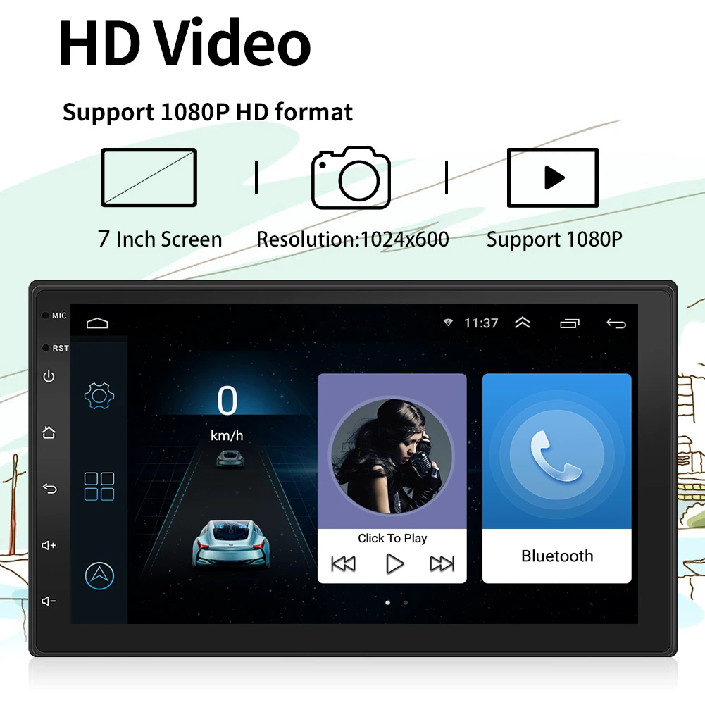2 Din Android 10.1 Car Radio Multimedia Video Player Double Stereo GPS Navigation Wifi Player Head Unit 7 inch Screen