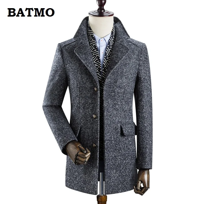 BATMO Новое поступление зимнее высококачественное 60% шерстяное толстое Мужское пальто Тренч, мужские серые шерстяные куртки, большие размеры M-3XL, 0833 - Цвет: gray