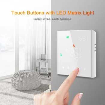 

95-240V Room Temperature Controller with LCD Screen Wall Mounted Accurate Detection Thermostat, White/black