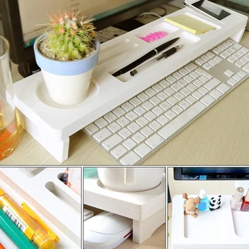 

Creative Multi-function Computer Desk Accessories Wooden Desk Storage Organiser Keyboard Commodity Shelf