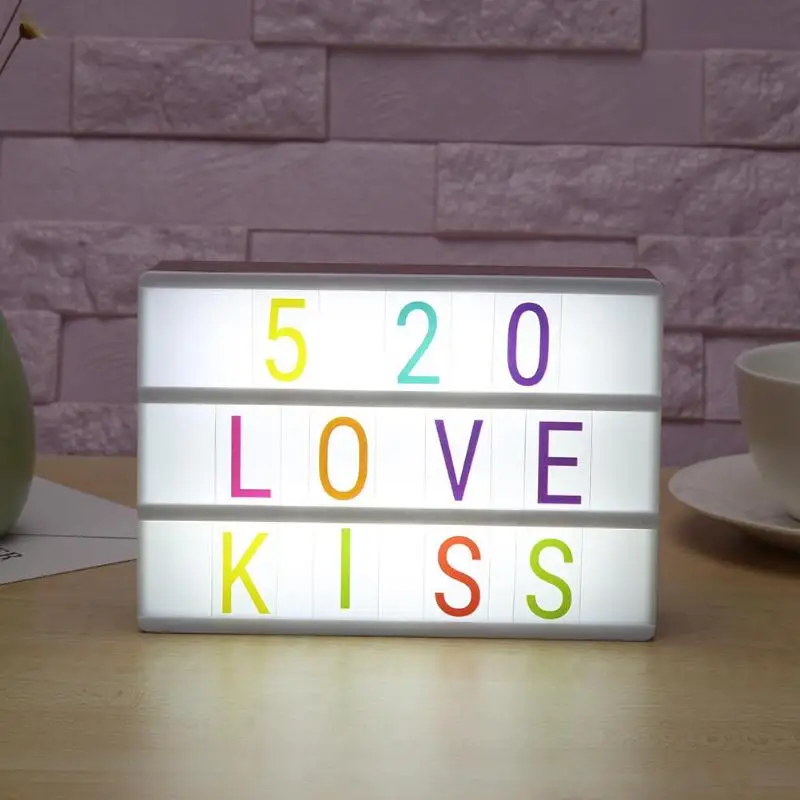 

DIY A6 LED Combination Light Box Night Table Lamp Letters Number Cards Lightbox Including 95 Letters Emoticons Numbers Symbols