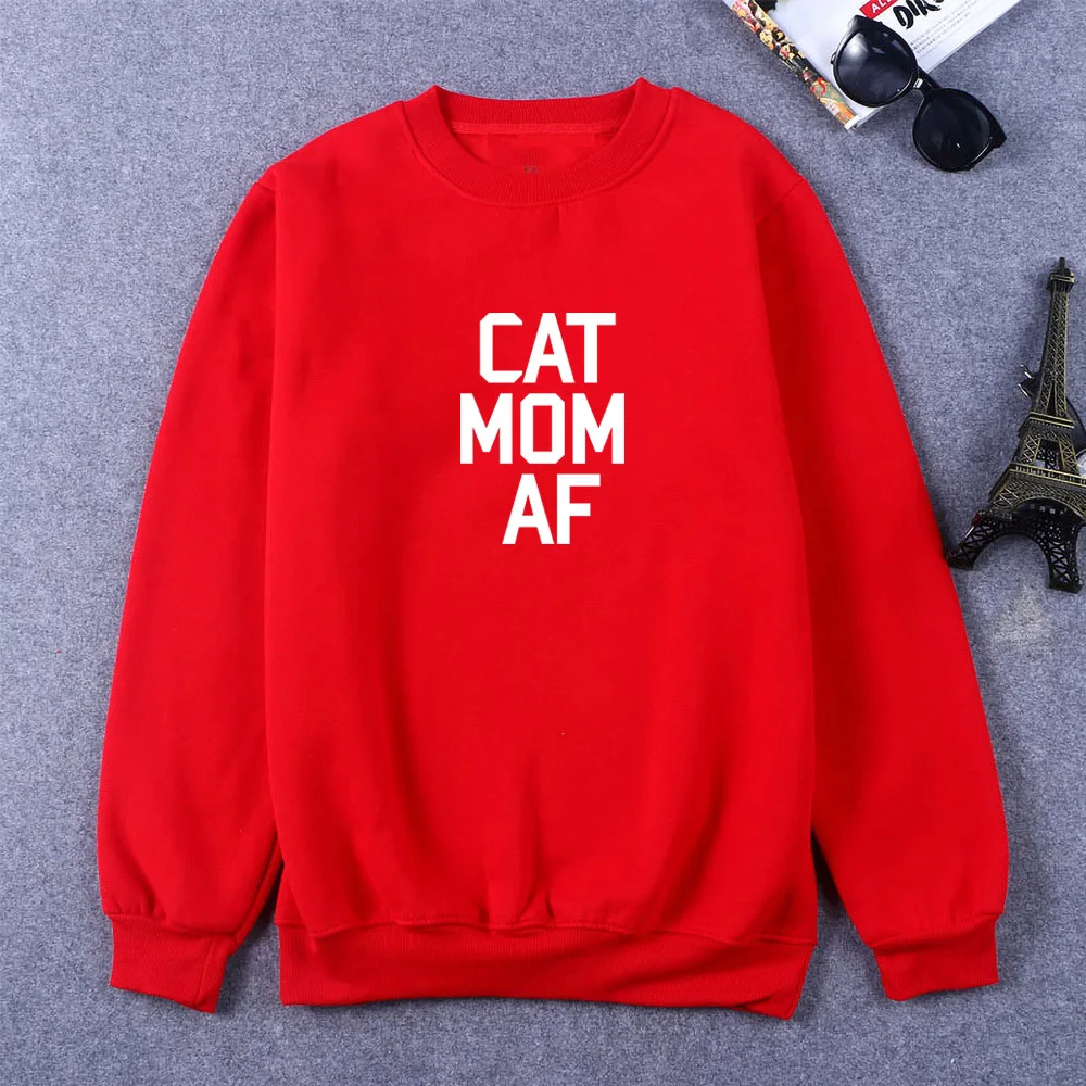 MOM CAT AF Print Women Sweatshirts Casual Cotton coat for cat lover Funny hoodies For Lady Girl pullovers Hipster Tumblr