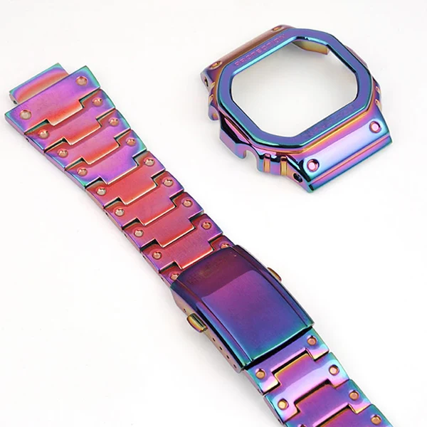 colorful Металлический ремешок для часов bezelStrap DW5600 GWM5610GW5000 из нержавеющей стали ремешок для часов Корпус рамка gshock Браслет аксессуар с ремонтным инструментом - Цвет ремешка: colorful
