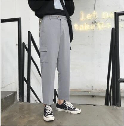 light grey Мужские рабочие шаровары, свободные брюки для отдыха, хлопковые повседневные штаны, серый/хаки/черный цвет, брюки в западном стиле, M-2XL - Цвет: light grey