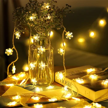 

6M 40LED Snowflake String Light Christmas Garland Fairy LED Ball Light Lanterns Xmas Outdoor Wedding Party Home Decor 2020