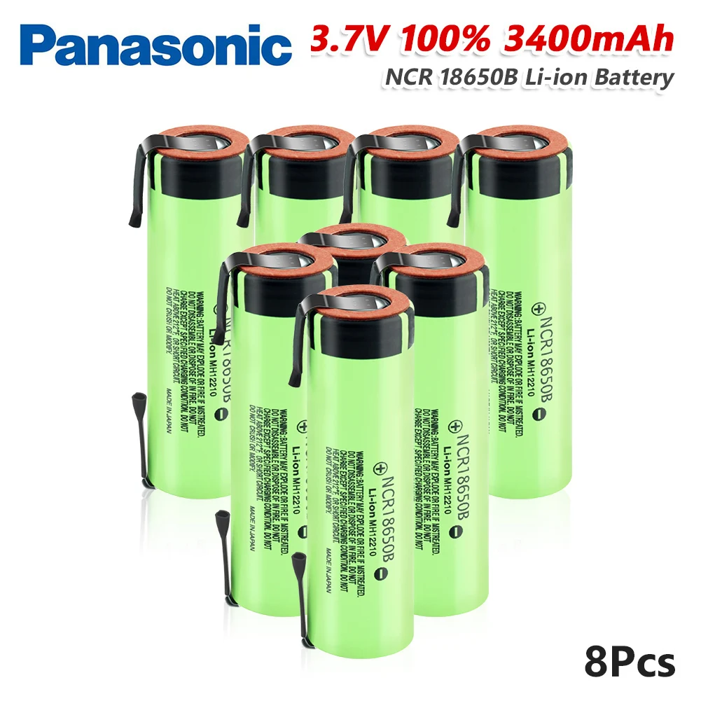 Panasonic 1/2/4/6/8/10x высокого Ёмкость NCR 18650B 20A литий Батарея Перезаряжаемые 3,7 V 3400 мА/ч, литий-ионный батареи с 2 вкладки