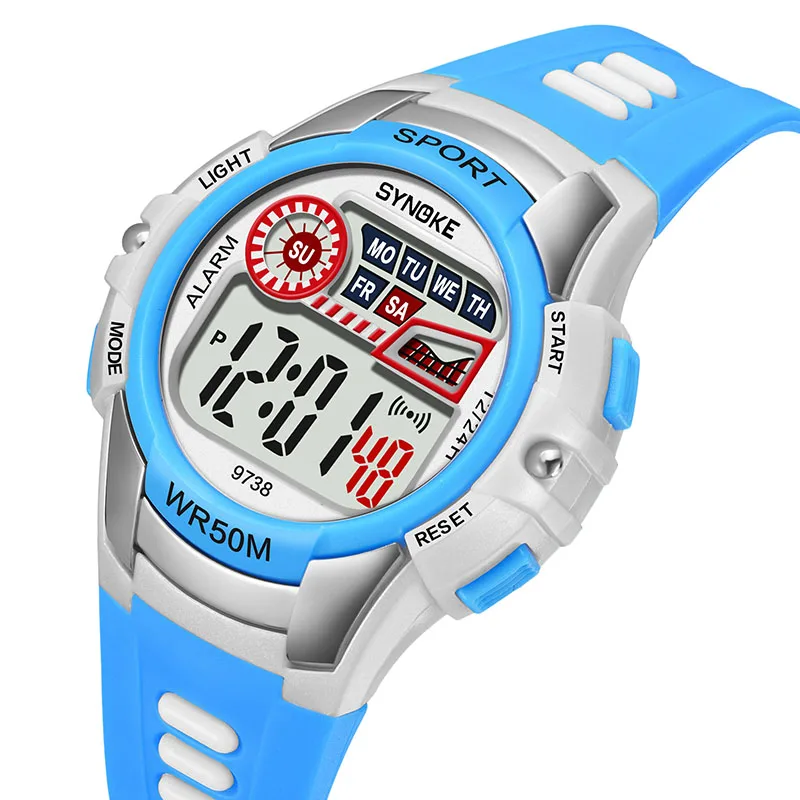 1 Pcs Children Kids Student Digital Electronic Watch Waterproof Round Dial Adjustable Strap NIN668