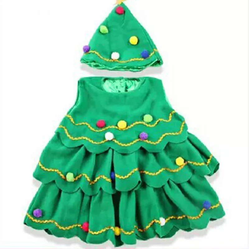 Рождественский костюм для детей; костюмы Санта-Клауса для маленьких девочек; нарядное праздничное платье для девочек; зеленый костюм для костюмированной вечеринки; Рождественская елка; Новинка - Цвет: as picture