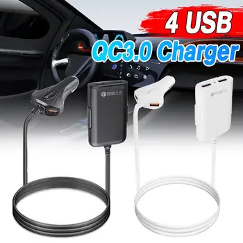 

12V-24V QC3.0 car charger 4-port USB Car mobile-Phone charger Universal-USB Charger Adapter For MPV Car Mobile-Phones Tablet
