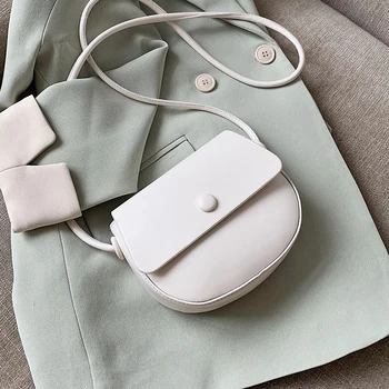 

Mini Simple Style Saddle Bag Pu Leather Crossbody Bags For Women 2020 Summer Solid Color Fashion Sweet Shoulder Handbags