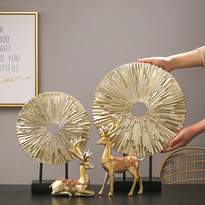 

Disc 2 Pieces Resin Deer Sculpture Statue Home Living Room Decoration Crafts Ornaments Creative Gifts Modern Desktop Decorations