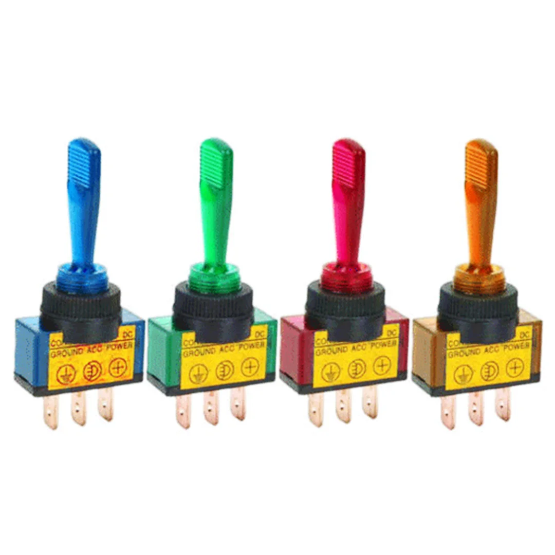 4Pcs/set 12V 20A Car Auto LED Toggle Rocker Switch 3 Pin SPST On/Off Switch For Car Boat Marine