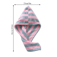 Striped Dry Hair Cap Towel Absorbent Dry Hair Cap Bathroom Bath Shower Cap Soft Turban Towel 5