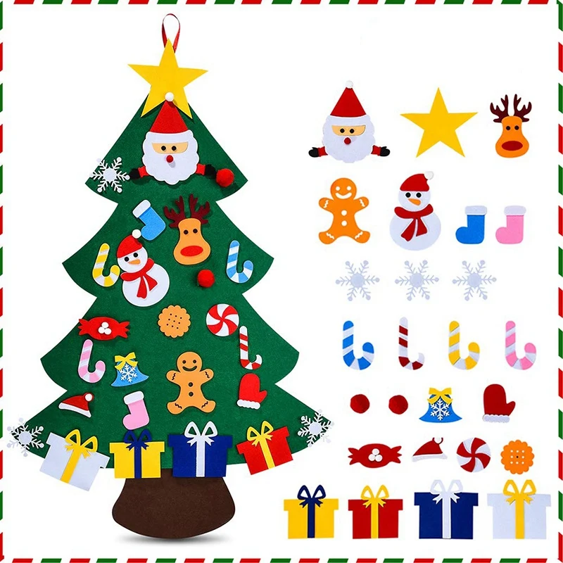 Войлочная Рождественская елка для детей-3D DIY 26 шт. съемные украшения, рождественские украшения стены Ha